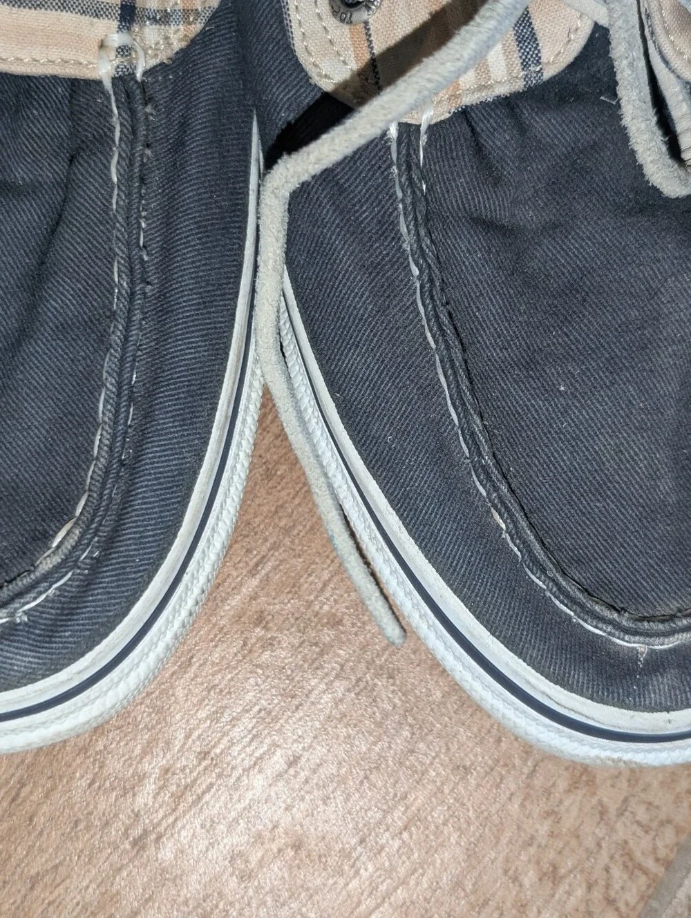 Men's Sperry Navy Blue-Gray Canvas Boat Shoes  with Plaid Exterior Size 11